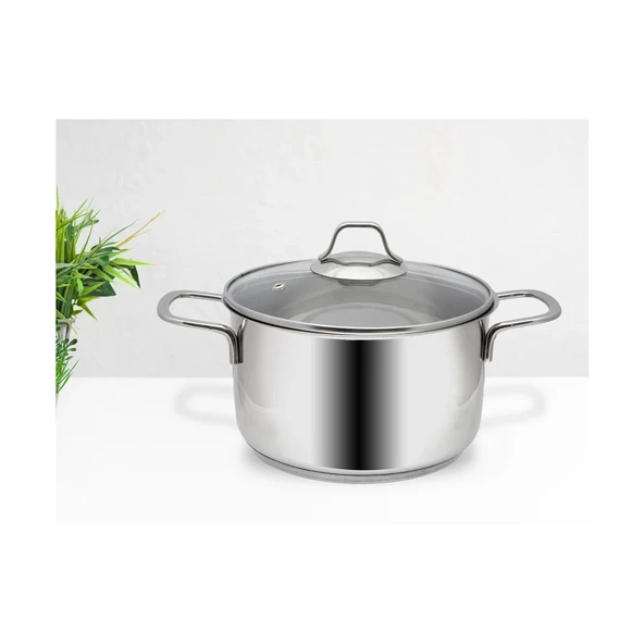 GÜLSAN MEGA İNOX 22CM DERİN TENCERE CAM KAPAK ürün görseli