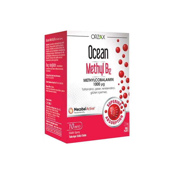 Ocean Methyl B12 Vitamin Sprey 1000 mcg 10 ml – Hızlı Emilim, Kolay Kullanım ve Yüksek Biyoyararlanım