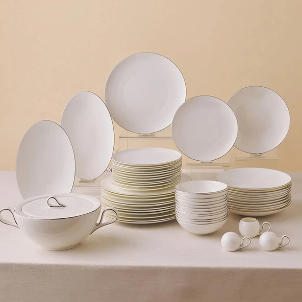 Karaca Fine Pearl Extra Chanak 55 Parça 12 Kişilik Yemek Takımı Platin ürün görseli 1
