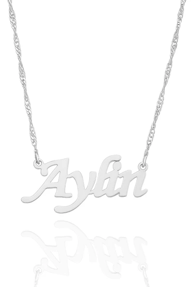 Singapur Zincirli İsimli Gümüş Kolye 925 Ayar Gümüş - 2