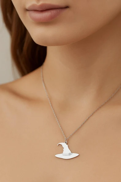 Yeni Yıl Halloween Şapka 925 Ayar Gümüş Kolye - 5