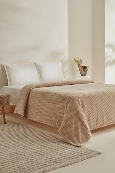 Raunda Çift Kişilik Wellsoft Battaniye Ekru ürün görseli