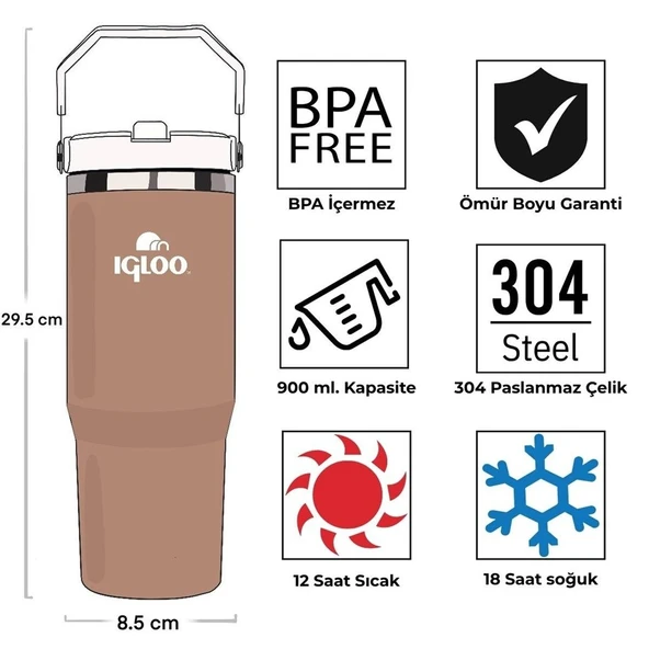 Igloo Powder Termos 900ml-KAHVERENGİ - 4