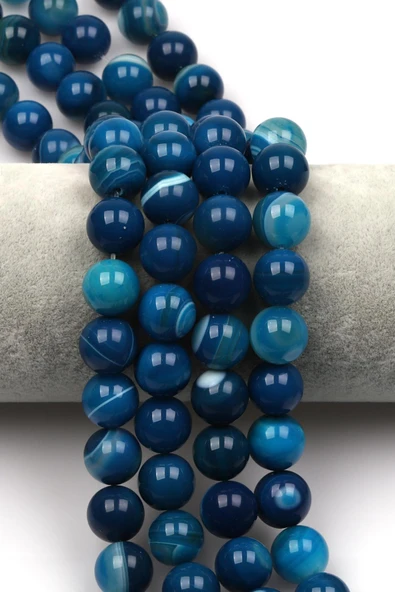 Mavi Madagaskar Akik Doğal Taş Dizi 12 mm Küre Kesim ürün görseli