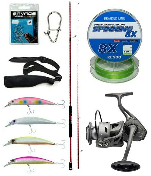 Yek Outdoor Spin Olta Seti Okuma Red Spin 8'0'' 243 cm 7-28 gr 2 Parça&Kendo Azurro 4000 Olta Makinesi ürün görseli 1