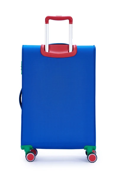 Benetton 2'li Valiz Seti Orta Ve Kabin Boy Lüx Kumaş Valiz Mavi Bnt2800 - Resim 4