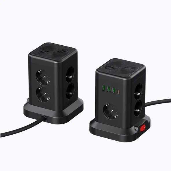 USB li Masaüstü Akım Korumalı Grup Priz 7 Priz Girişli Wifi Şarj İstasyonlu - 2