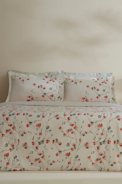 Lilian %100 Pamuk 120 Tel Çift Kişilik Saten Nevresim Takımı - Resim 6