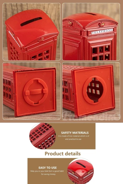 Telefon Kulübesi Metal Kumbara İngiltere Londra 18cm - Resim 8