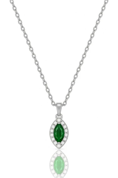 Minera Serisi 925 Ayar Gümüş Pırlanta Modeli Zirkon Taşlı Mekik Kolye - 8