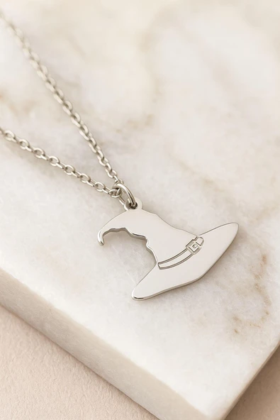 Yeni Yıl Halloween Şapka 925 Ayar Gümüş Kolye - 6