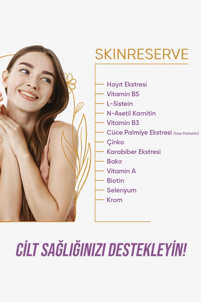 SkinReserve 30 Kapsül- Cüce Palmiye Ekstresi, Hayıt Ekstresi, Multivitamin ve Multimineral - Resim 2