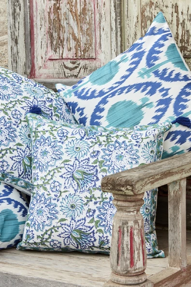 Andora Desenli Kırlent 45x45 cm Mavi ürün görseli