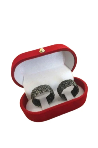 Kırmızı Kadife İkili Yüzük Kutusu Pırlanta Tektaş Yüzük Evlilik Teklifi Özel Kutusu - 7