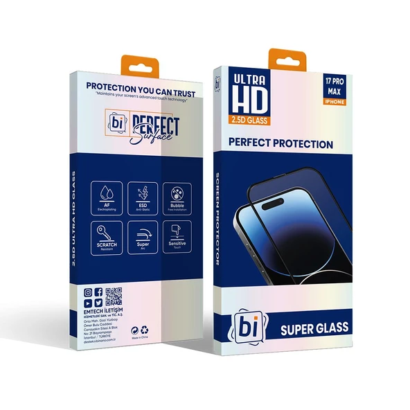 Bİ 2,5D SUPER GLASS IPHONE 17 PRO MAX EKRAN KORUYUCU ürün görseli