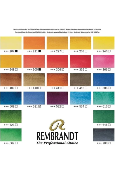 Rembrandt Watercolour Box 24'lü Tablet Sulu Boya Seti Metal Kutulu / 05838624 - Resim 4
