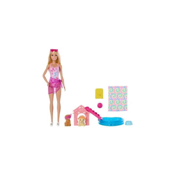 Barbie Köpekçikle Havuz Partisi Oyun Seti JBF35 Lisanslı Ürün - Resim 2
