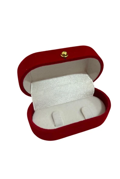 Kırmızı Kadife İkili Yüzük Kutusu Pırlanta Tektaş Yüzük Evlilik Teklifi Özel Kutusu