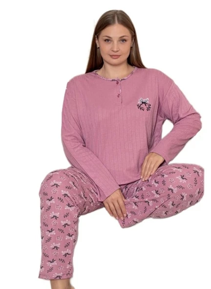 Petra Milano Büyük Beden Kadın Pijama Takımı Kışlık İnterlok Kumaş 3XL/5XL ürün görseli