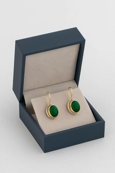 Sarma Serisi Yeşil Akik Taşlı El İşi Kadın Otantik Gümüş Küpe - 3