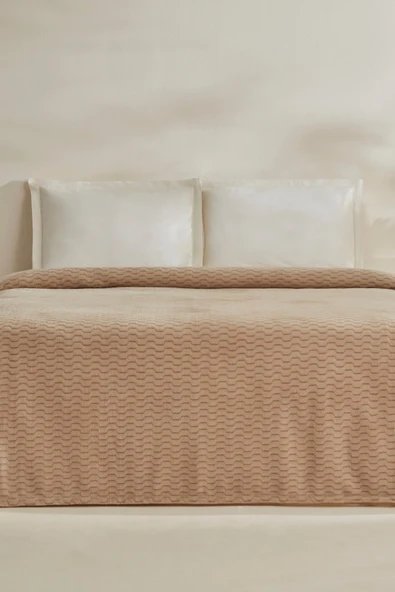 Raunda Çift Kişilik Wellsoft Battaniye Ekru - Resim 6