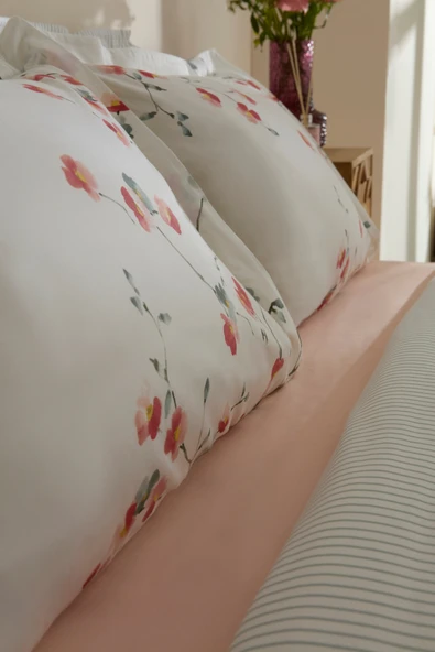 Lilian %100 Pamuk 120 Tel Çift Kişilik Saten Nevresim Takımı - Resim 2