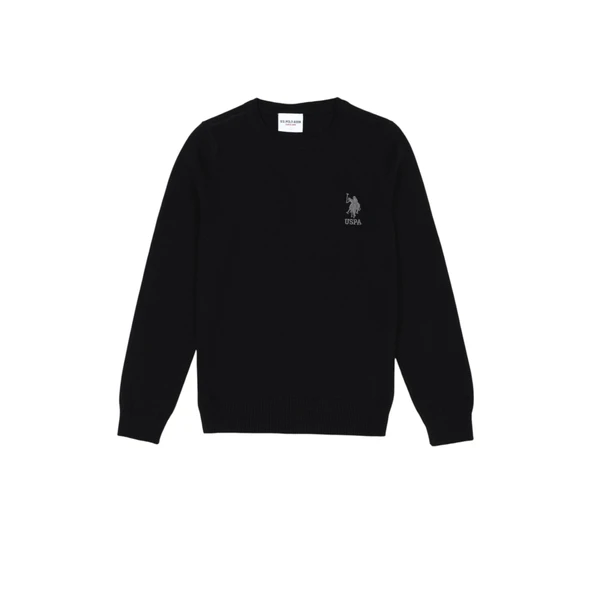 Bisiklet Yaka Slim Fit Siyah Erkek Çocuk Kazak