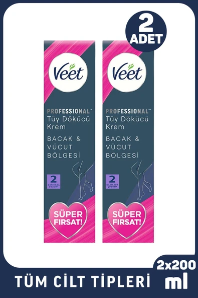 Veet Professional Tüy Dökücü Krem Tüm Cilt Tipleri İçin 200 ml 2 Adet ürün görseli 1