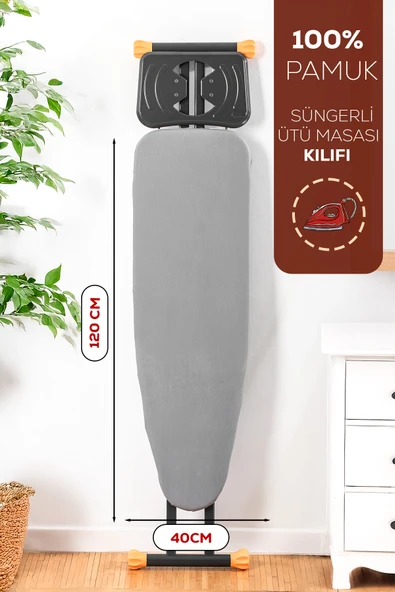 Porsima Isıya Dayanıklı 100% Pamuk Süngerli Ütü Masası Kılıfı - Buharlı Ütüleme Uyumlu 120x40cm ürün görseli