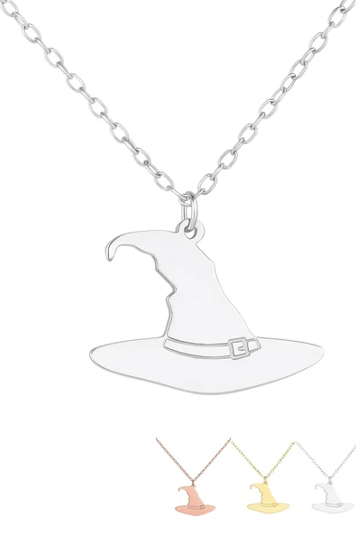 Yeni Yıl Halloween Şapka 925 Ayar Gümüş Kolye