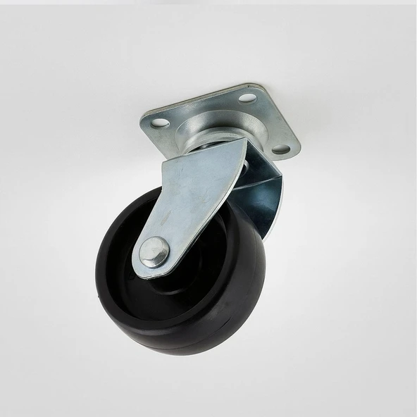 Tablalı Dönerli Koltuk Mobilya Tekerleği 50 MM Siyah Renk Dayanıklı Yük Taşıma Sanayi Tekeri ürün görseli