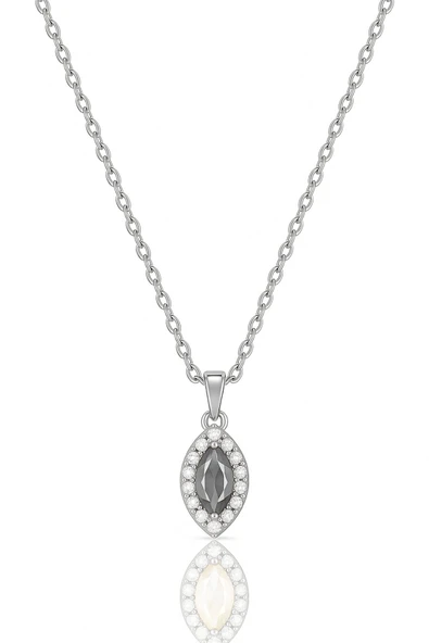 Minera Serisi 925 Ayar Gümüş Pırlanta Modeli Zirkon Taşlı Mekik Kolye - 9