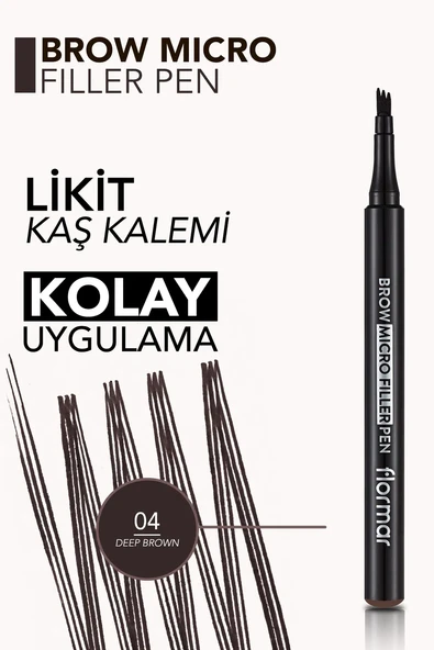 Flormar Brow Micro Filler Tarayıcı Keçe Uçlu Kaş Kalemi 004 DEEP BROWN - 3