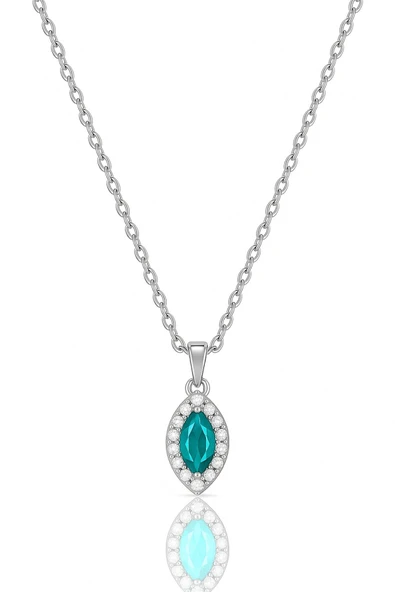 Minera Serisi 925 Ayar Gümüş Pırlanta Modeli Zirkon Taşlı Mekik Kolye - 7