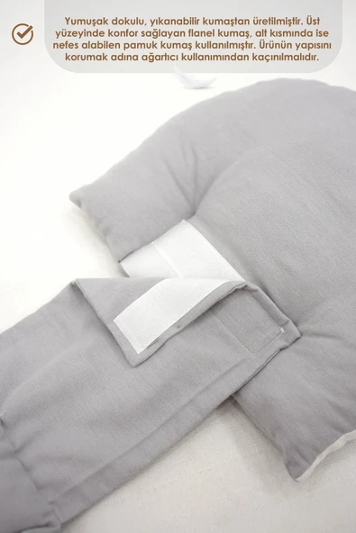 Hamile Uyku Yastığı , Emzirme ve Oturma Destek Yastığı Gri - 5