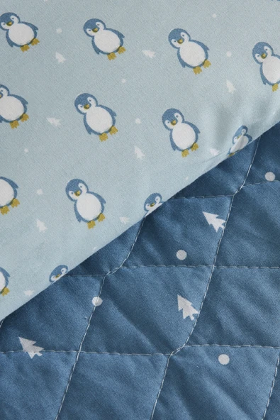 Young Penguin Tek Kişilik Kapitoneli Nevresim Takımı - Resim 3