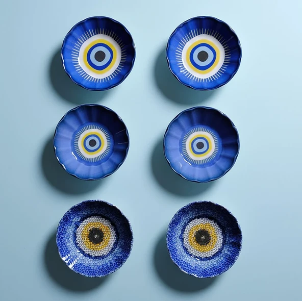 Fecra Acem 6'lı Nazarı Çay Tabağı Seti Karma - 6