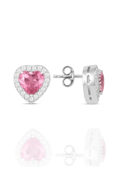 Minera Serisi 925 Ayar Gümüş Pırlanta Modeli Zirkon Taşlı Kalp Küpe