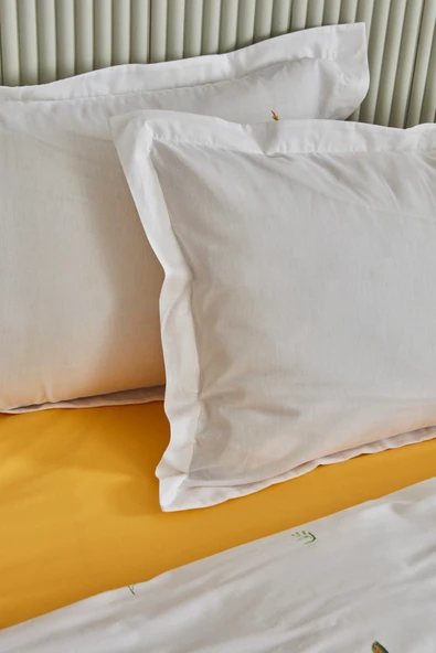 Herbal %100 Pamuk Çift Kişilik Nevresim Pike Set Beyaz - Resim 4