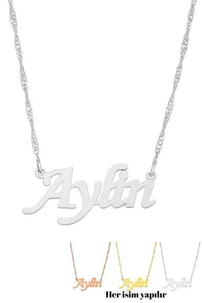 Singapur Zincirli İsimli Gümüş Kolye 925 Ayar Gümüş