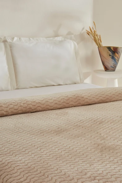 Raunda Çift Kişilik Wellsoft Battaniye Ekru - Resim 3