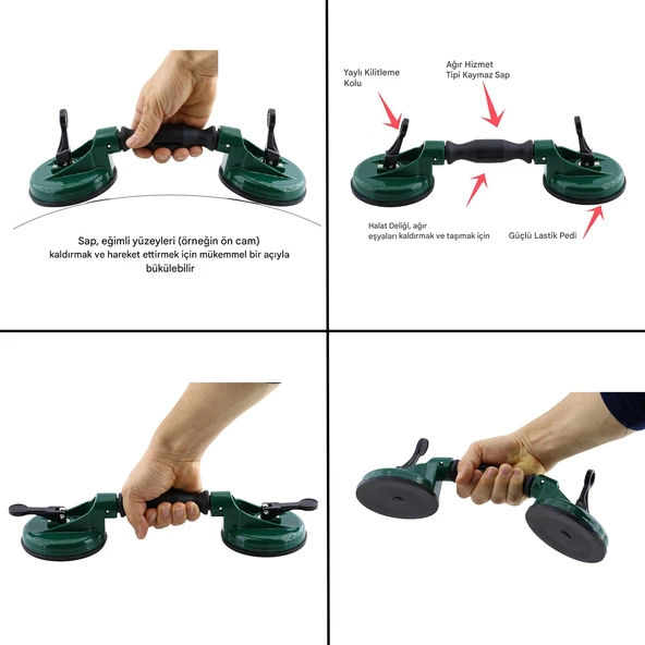 Plastik Çiftli Vantuz Cam Vakumlu Fayans Ahşap Tutucu Taşıma Araba Kaporta Göcük 2'li Çektirme - Resim 2