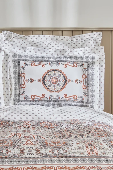 Aprika %100 Pamuk Tek Kişilik Nevresim Takımı Kiremit - Resim 4