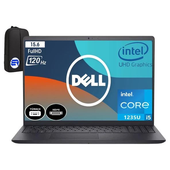 Dell Inspiron 15 3520 Intel Core I5-1235U 12 GB Ram 512GB SSD 15.6 Inç Fhd 120Hz IPS WIN11 Pro + Elektropasaj Çanta