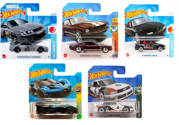Hot Wheels 5 Adet Lisanslı Model Karışık Arabalar (Nissan Mazda Tesla Ford Dodge vb) Karışık Gönderilir