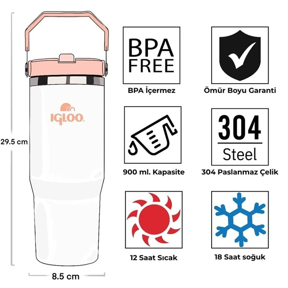 Igloo Powder Termos 900ml-BEYAZ - 4