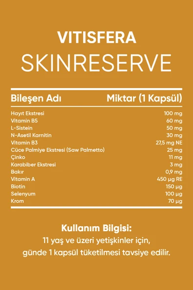 SkinReserve 30 Kapsül- Cüce Palmiye Ekstresi, Hayıt Ekstresi, Multivitamin ve Multimineral - Resim 6