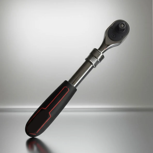 Uzatmalı Cırcır Kolu 72 Diş 3/8" Profesyonel Lokma Kol Uzatma Mekanizmalı Dayanıklı El Aleti