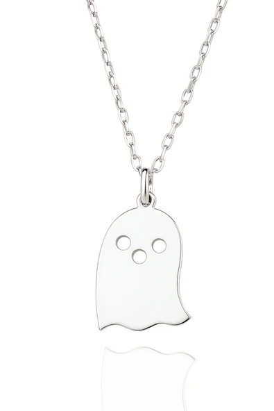 Yeni Yıl Halloween Hayalet 925 Ayar Gümüş Kolye - 2