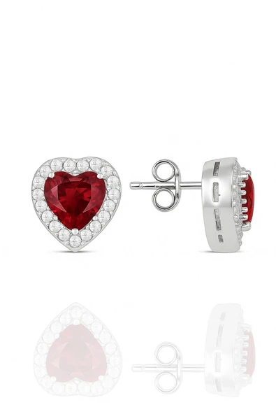 Minera Serisi 925 Ayar Gümüş Pırlanta Modeli Zirkon Taşlı Kalp Küpe - 3